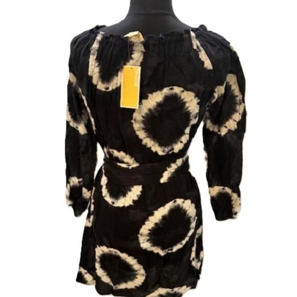 MICHAEL KORS Navy/White On/Off Shoulder Cotton Tie Dye Dress w/Belt  NWT $140 - Picture 8 of 12